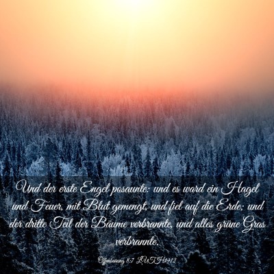Picture 03 - Offenbarung 8:7 LUTH1912 - Und der erste Engel posaunte: und es ward ein - Bible Verse Picture
