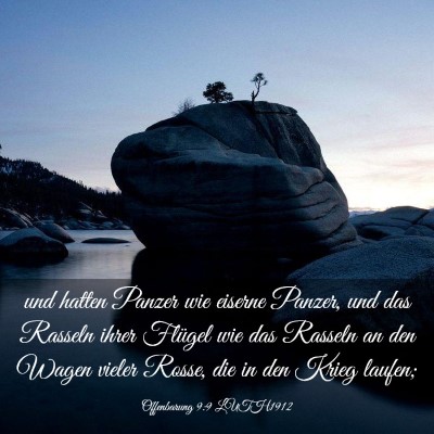 Picture 03 - Offenbarung 9:9 LUTH1912 - und hatten Panzer wie eiserne Panzer, und das - Bible Verse Picture