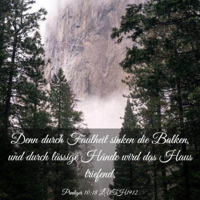 Picture 03 - Prediger 10:18 LUTH1912 - Denn durch Faulheit sinken die Balken, und durch - Bible Verse Picture