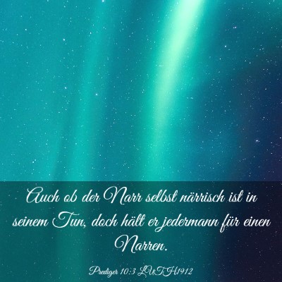 Picture 03 - Prediger 10:3 LUTH1912 - Auch ob der Narr selbst närrisch ist in seinem - Bible Verse Picture