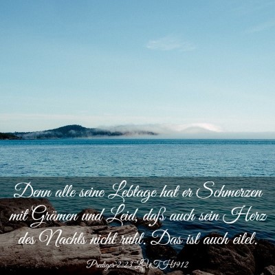 Picture 03 - Prediger 2:23 LUTH1912 - Denn alle seine Lebtage hat er Schmerzen mit - Bible Verse Picture