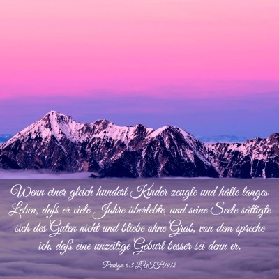 Picture 03 - Prediger 6:3 LUTH1912 - Wenn einer gleich hundert Kinder zeugte und - Bible Verse Picture