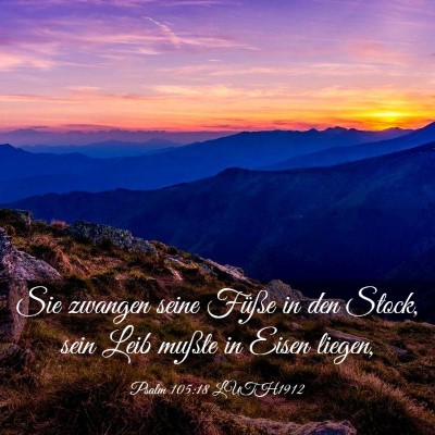 Picture 03 - Psalm 105:18 LUTH1912 - Sie zwangen seine Füße in den Stock, sein Leib - Bible Verse Picture