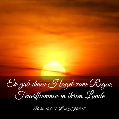 Picture 03 - Psalm 105:32 LUTH1912 - Er gab ihnen Hagel zum Regen, Feuerflammen in - Bible Verse Picture