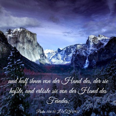 Picture 03 - Psalm 106:10 LUTH1912 - und half ihnen von der Hand des, der sie haßte, - Bible Verse Picture
