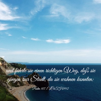Picture 03 - Psalm 107:7 LUTH1912 - und führte sie einen richtigen Weg, daß sie - Bible Verse Picture