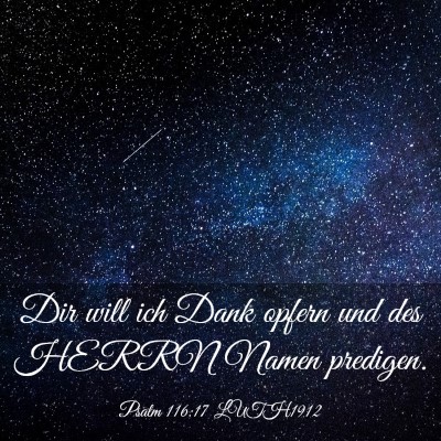 Picture 03 - Psalm 116:17 LUTH1912 - Dir will ich Dank opfern und des HERRN Namen - Bible Verse Picture