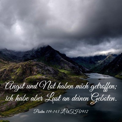 Picture 03 - Psalm 119:143 LUTH1912 - Angst und Not haben mich getroffen; ich habe aber - Bible Verse Picture