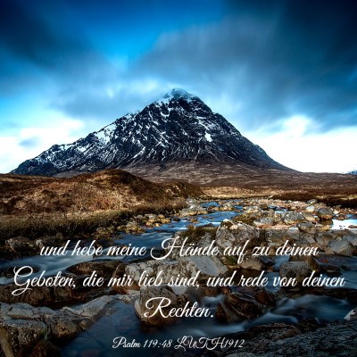 Picture 03 - Psalm 119:48 LUTH1912 - und hebe meine Hände auf zu deinen Geboten, die - Bible Verse Picture