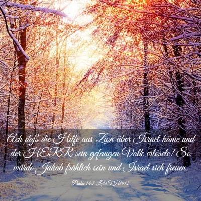 Picture 03 - Psalm 14:7 LUTH1912 - Ach daß die Hilfe aus Zion über Israel käme - Bible Verse Picture