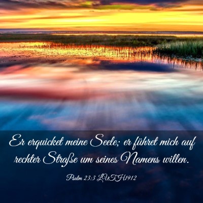 Picture 03 - Psalm 23:3 LUTH1912 - Er erquicket meine Seele; er führet mich auf - Bible Verse Picture