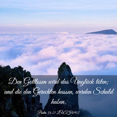 Picture 03 - Psalm 34:21 LUTH1912 - Den Gottlosen wird das Unglück töten; und die - Bible Verse Picture