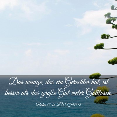 Picture 03 - Psalm 37:16 LUTH1912 - Das wenige, das ein Gerechter hat, ist besser als - Bible Verse Picture