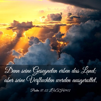 Picture 03 - Psalm 37:22 LUTH1912 - Denn seine Gesegneten erben das Land; aber seine - Bible Verse Picture