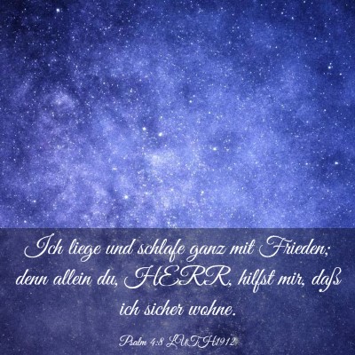 Picture 03 - Psalm 4:8 LUTH1912 - Ich liege und schlafe ganz mit Frieden; denn - Bible Verse Picture