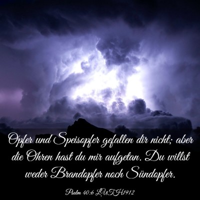 Picture 03 - Psalm 40:6 LUTH1912 - Opfer und Speisopfer gefallen dir nicht; aber die - Bible Verse Picture