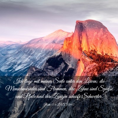 Picture 03 - Psalm 57:4 LUTH1912 - Ich liege mit meiner Seele unter den Löwen; die - Bible Verse Picture