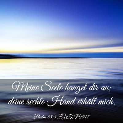 Picture 03 - Psalm 63:8 LUTH1912 - Meine Seele hanget dir an; deine rechte Hand - Bible Verse Picture
