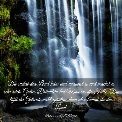 Picture 03 - Psalm 65:9 LUTH1912 - Du suchst das Land heim und wässerst es und - Bible Verse Picture