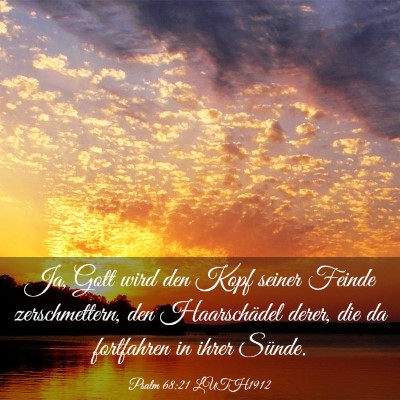 Picture 03 - Psalm 68:21 LUTH1912 - Ja, Gott wird den Kopf seiner Feinde - Bible Verse Picture
