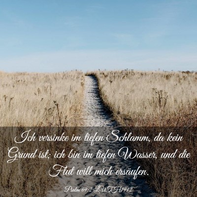 Picture 03 - Psalm 69:2 LUTH1912 - Ich versinke im tiefen Schlamm, da kein Grund - Bible Verse Picture