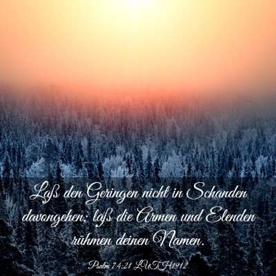 Picture 03 - Psalm 74:21 LUTH1912 - Laß den Geringen nicht in Schanden davongehen; - Bible Verse Picture