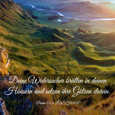 Picture 03 - Psalm 74:4 LUTH1912 - Deine Widersacher brüllen in deinen Häusern und - Bible Verse Picture