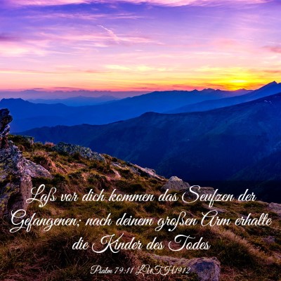 Picture 03 - Psalm 79:11 LUTH1912 - Laß vor dich kommen das Seufzen der Gefangenen; - Bible Verse Picture