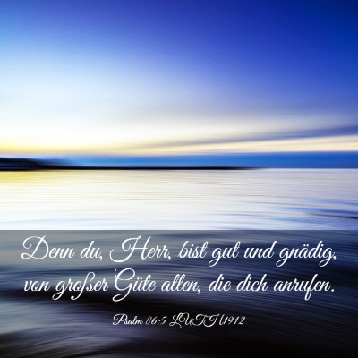 Picture 03 - Psalm 86:5 LUTH1912 - Denn du, Herr, bist gut und gnädig, von großer - Bible Verse Picture