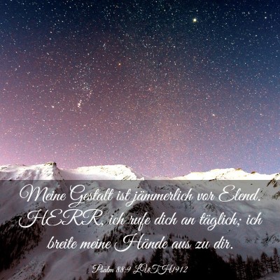 Picture 03 - Psalm 88:9 LUTH1912 - Meine Gestalt ist jämmerlich vor Elend. HERR, - Bible Verse Picture