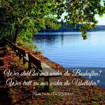 Picture 03 - Psalm 94:16 LUTH1912 - Wer steht bei mir wider die Boshaften? Wer tritt - Bible Verse Picture