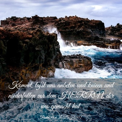 Picture 03 - Psalm 95:6 LUTH1912 - Kommt, laßt uns anbeten und knieen und - Bible Verse Picture