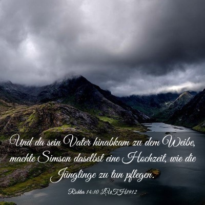 Picture 03 - Richter 14:10 LUTH1912 - Und da sein Vater hinabkam zu dem Weibe, machte - Bible Verse Picture