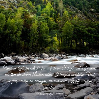 Picture 03 - Richter 16:19 LUTH1912 - Und sie ließ ihn entschlafen auf ihrem Schoß - Bible Verse Picture