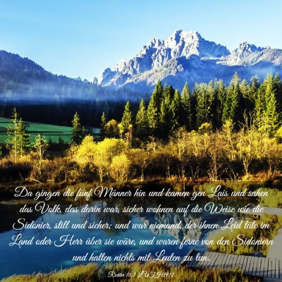 Picture 03 - Richter 18:7 LUTH1912 - Da gingen die fünf Männer hin und kamen gen - Bible Verse Picture