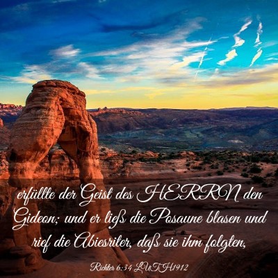 Picture 03 - Richter 6:34 LUTH1912 - erfüllte der Geist des HERRN den Gideon; und er - Bible Verse Picture
