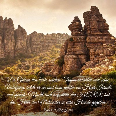 Picture 03 - Richter 7:15 LUTH1912 - Da Gideon den hörte solchen Traum erzählen und - Bible Verse Picture