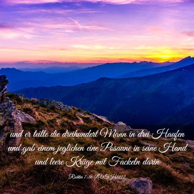 Picture 03 - Richter 7:16 LUTH1912 - und er teilte die dreihundert Mann in drei Haufen - Bible Verse Picture