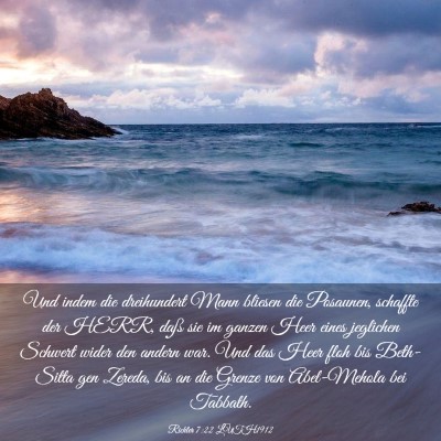 Picture 03 - Richter 7:22 LUTH1912 - Und indem die dreihundert Mann bliesen die - Bible Verse Picture