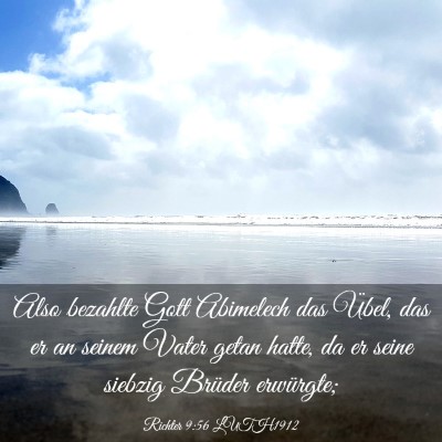 Picture 03 - Richter 9:56 LUTH1912 - Also bezahlte Gott Abimelech das Übel, das er an - Bible Verse Picture