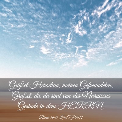 Picture 03 - Römer 16:11 LUTH1912 - Grüßet Herodian, meinen Gefreundeten. Grüßet, - Bible Verse Picture