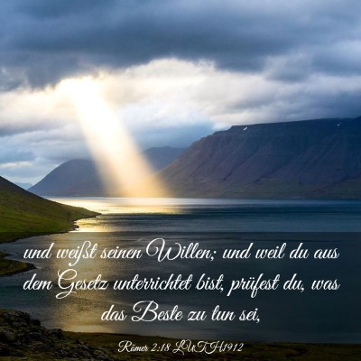 Picture 03 - Römer 2:18 LUTH1912 - und weißt seinen Willen; und weil du aus dem - Bible Verse Picture