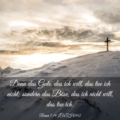 Picture 03 - Römer 7:19 LUTH1912 - Denn das Gute, das ich will, das tue ich nicht; - Bible Verse Picture