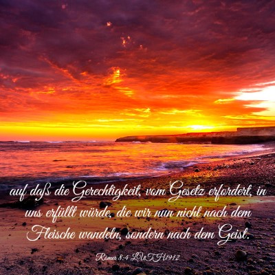 Picture 03 - Römer 8:4 LUTH1912 - auf daß die Gerechtigkeit, vom Gesetz erfordert, - Bible Verse Picture