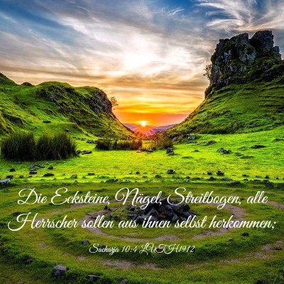 Picture 03 - Sacharja 10:4 LUTH1912 - Die Ecksteine, Nägel, Streitbogen, alle - Bible Verse Picture