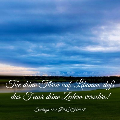 Picture 03 - Sacharja 11:1 LUTH1912 - Tue deine Türen auf, Libanon, daß das Feuer - Bible Verse Picture