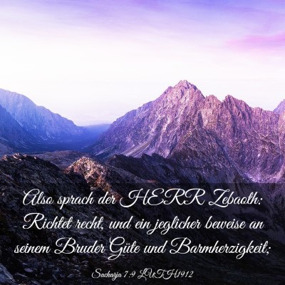Picture 03 - Sacharja 7:9 LUTH1912 - Also sprach der HERR Zebaoth: Richtet recht, und - Bible Verse Picture