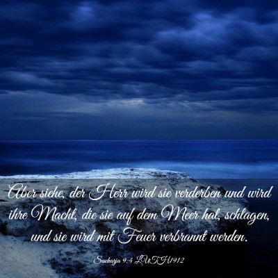 Picture 03 - Sacharja 9:4 LUTH1912 - Aber siehe, der Herr wird sie verderben und wird - Bible Verse Picture