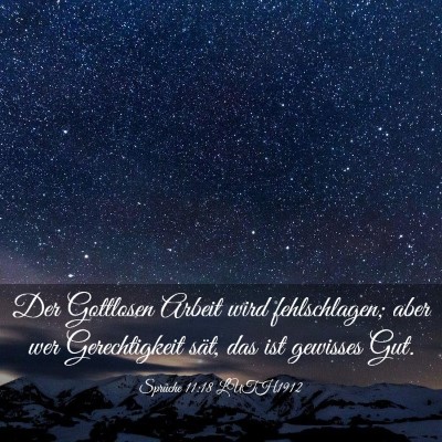 Picture 03 - Sprüche 11:18 LUTH1912 - Der Gottlosen Arbeit wird fehlschlagen; aber wer - Bible Verse Picture