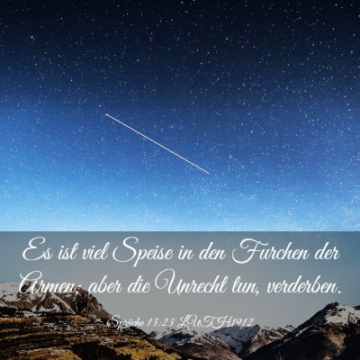 Picture 03 - Sprüche 13:23 LUTH1912 - Es ist viel Speise in den Furchen der Armen; aber - Bible Verse Picture